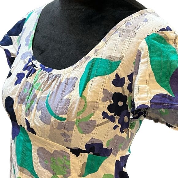 Boden Floral Mini Dress lightweight slim fit 100% cotton unlined sz 4 Petite 4P - Picture 5 of 16